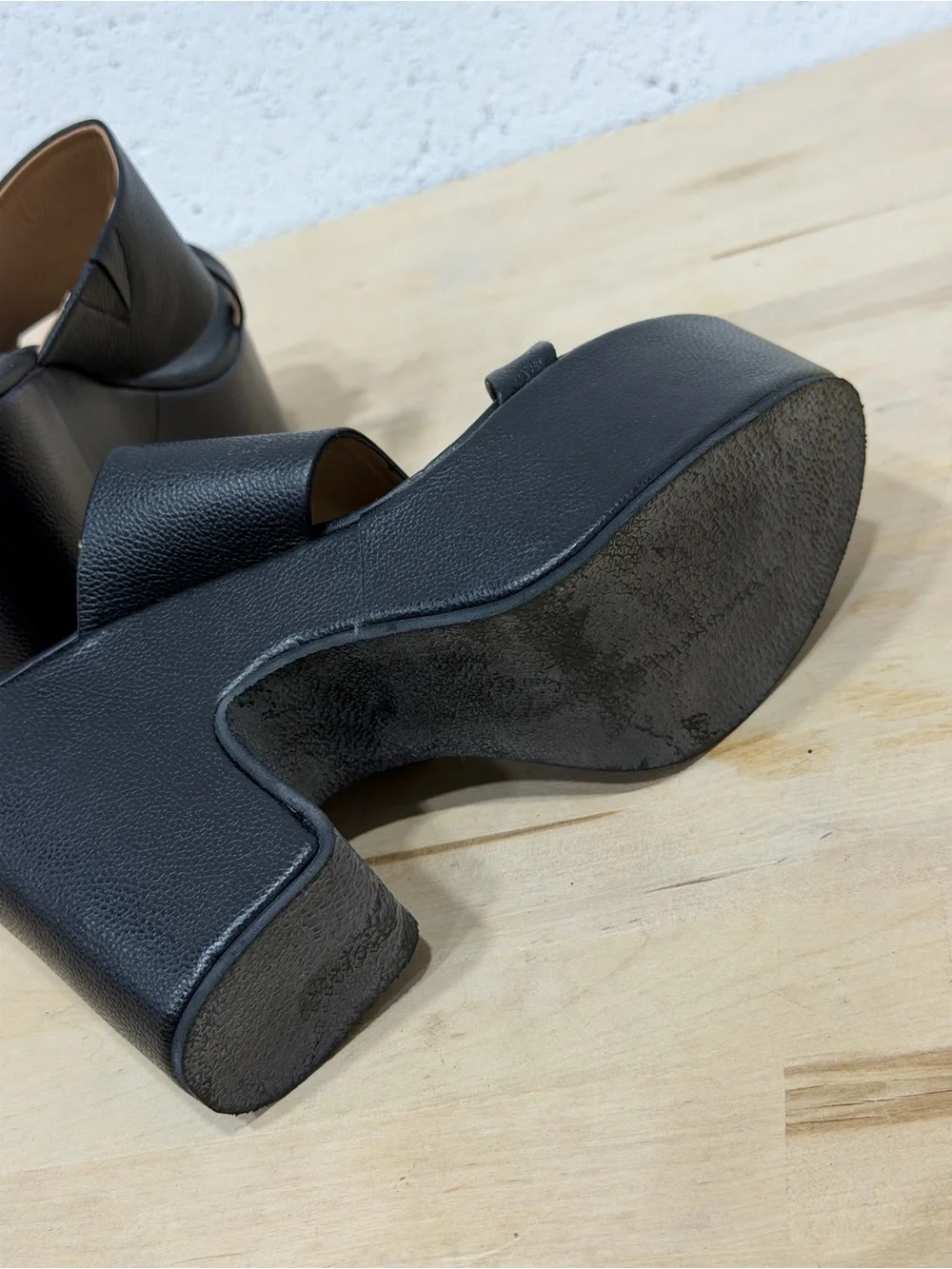 Sleek Black Platform Mule Heels for Women - Genuine Leather